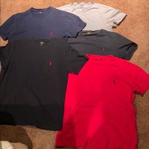 5 different polo t-shirts assorted colors